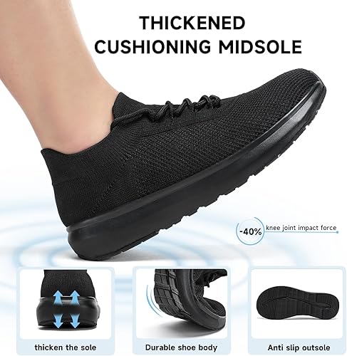 Men's Wide Toe Box Lace-Up Running Shoes - Extra Wide Width Breathable Sneakers for Gym, Hiking & Plantar Fasciitis